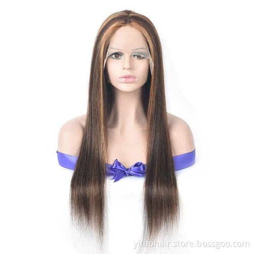 wholesale price P4/27  color  Synthetic Hair Wigs With Highlights  Pre-Plucked T lace Wig Big Factory Stock